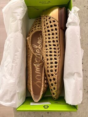 Sam Edelman Metallic Gold Woven Ballet Flats size 9